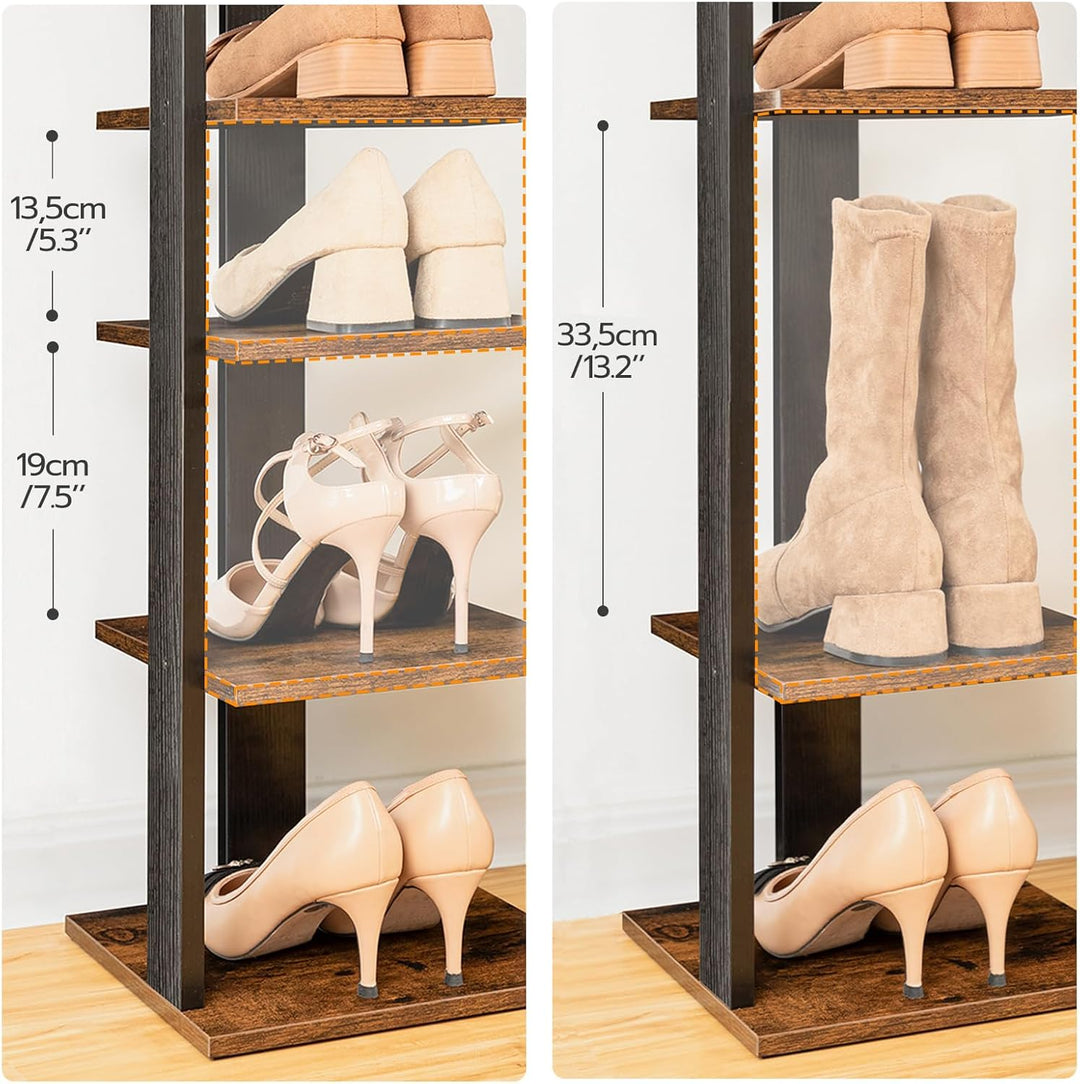 HOOBRO Schuhregal, vertikales Schuhablage, 7-lagiger Schuhschrank, schmale Schuhständer mit Zaun und