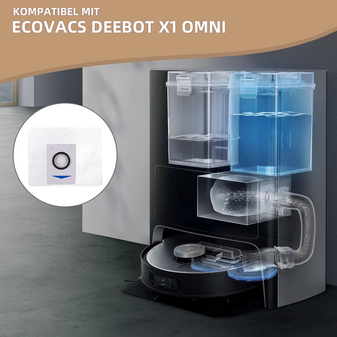 10 Stück Staubbeutel Zubehörset für Ecovacs Deebot X1 Omni / X1 e Omni / T20 Omni Absaugstation, 3L