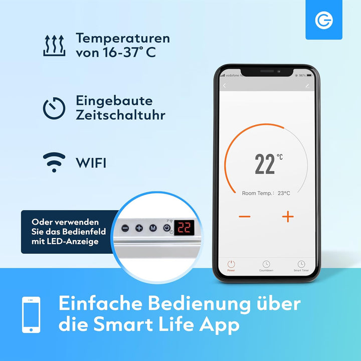 Silvergear® Infrarotheizung Standgerät Smart 450W | Infrarotheizung Energiesparend mit Thermostat |