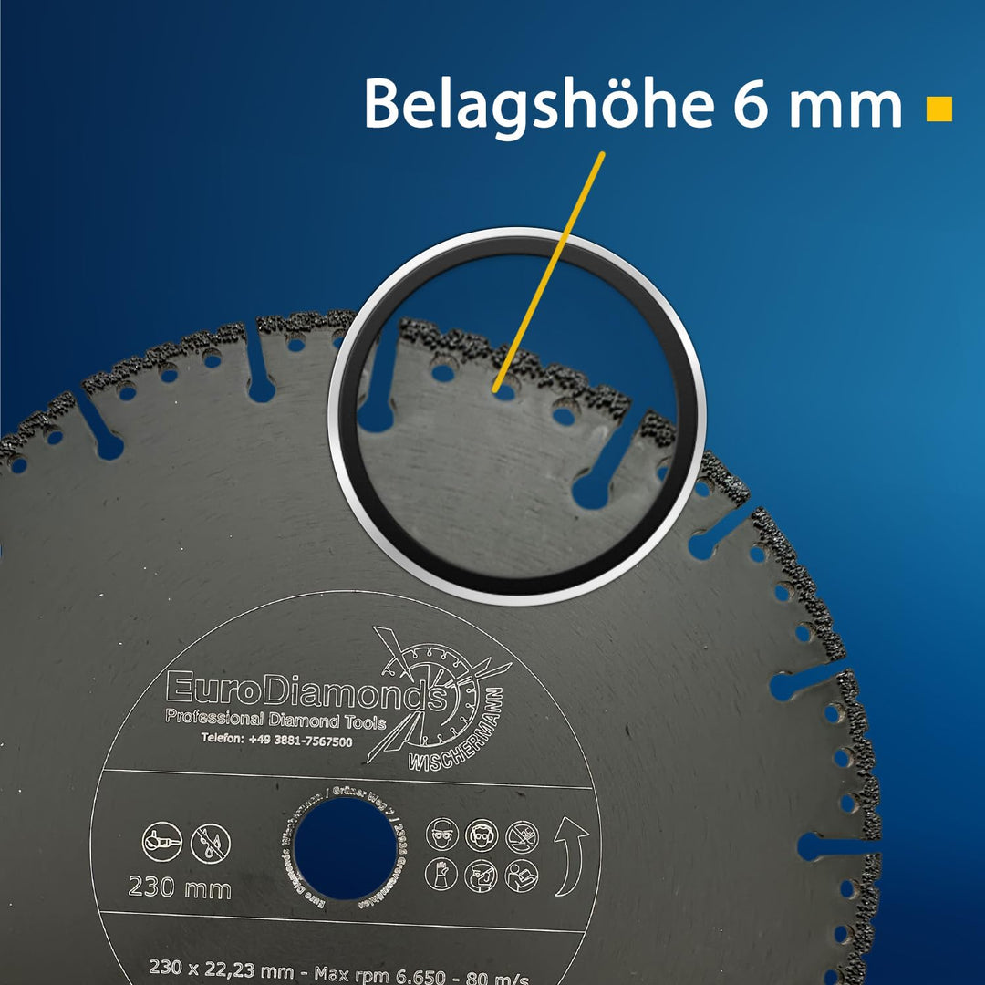 EDW Profi Diamant-Trennscheibe Allesschneider Ø 230 mm, zum Schneiden von Kunststoff, Holz, Metall,
