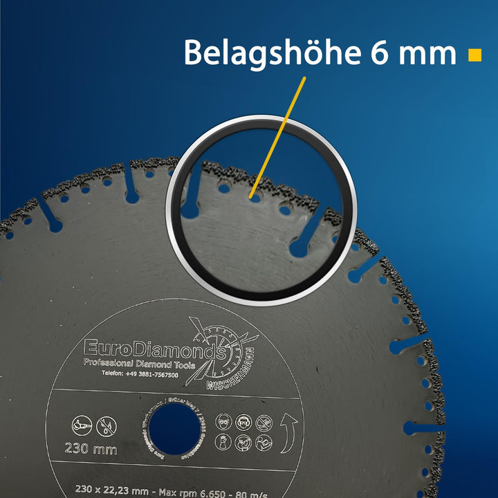EDW Profi Diamant-Trennscheibe Allesschneider Ø 230 mm, zum Schneiden von Kunststoff, Holz, Metall,