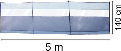 Windschutz mit Stahlstangen 500x140cm mit Sichtfenster - Sichtsschutz mit Heringen Abspannseilen Sch