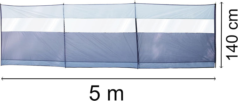 Windschutz mit Stahlstangen 500x140cm mit Sichtfenster - Sichtsschutz mit Heringen Abspannseilen Sch