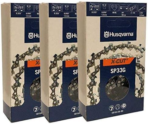 Husqvarna 3 Stück OEM SP33G X-Cut .325 .050 80DL 50,8 cm Kette 581643680