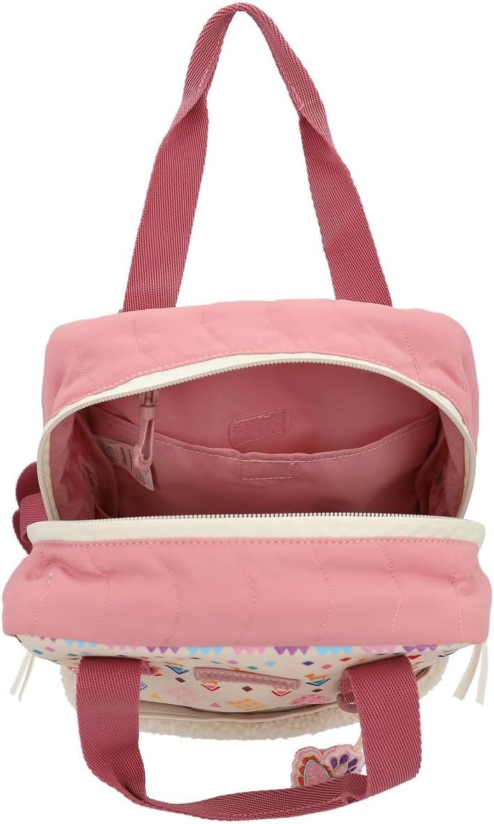 Depesche 12586 TOPModel Cosy - Rucksack mit Plüsch, buntem Herz Anhänger, Stepp-Details und Täschche