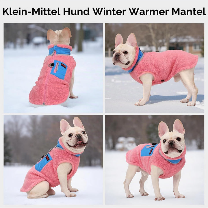 FEimaX Warme Hundemantel Winddichte Haustier Winter Fleece Hundejacke Winterweste mit D-Ring Hundekl