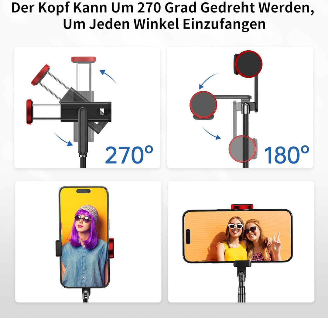 ATUMTEK Selfie Stick Stativ, 3-in-1 Ausziehbares Aluminium Handy Stativ mit kabelloser Bluetooth-Fer
