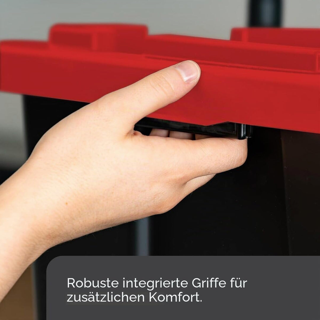 Iris Ohyama Heavy Duty Organisation Boxes, 100L, 3er-Set, Schwarz, Gross, Robust, Stapelbar, Aufbewa