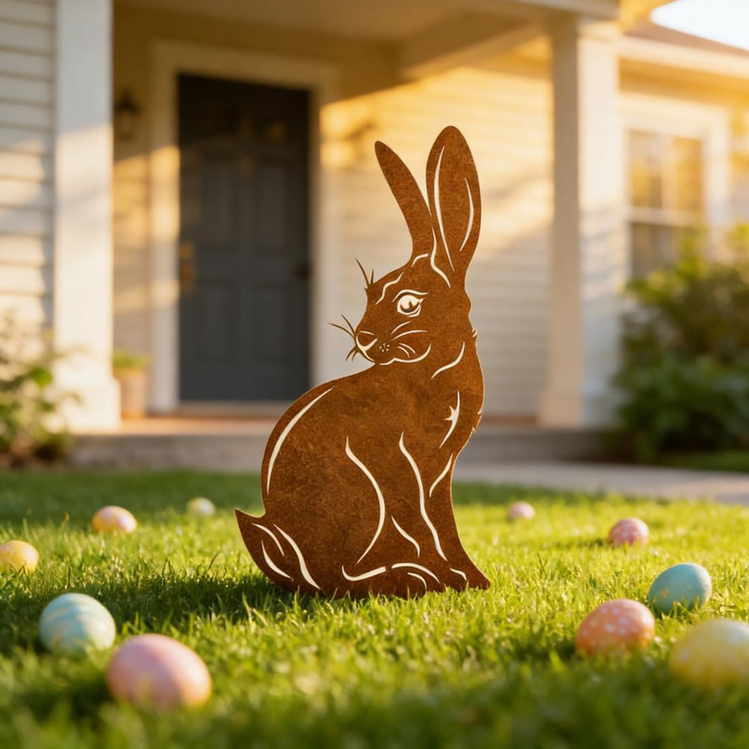 Gartenstecker Osterhase, Osterhase Gartendeko Rost, Gartendeko Stecker Oster-hase, Ostern Deko für G