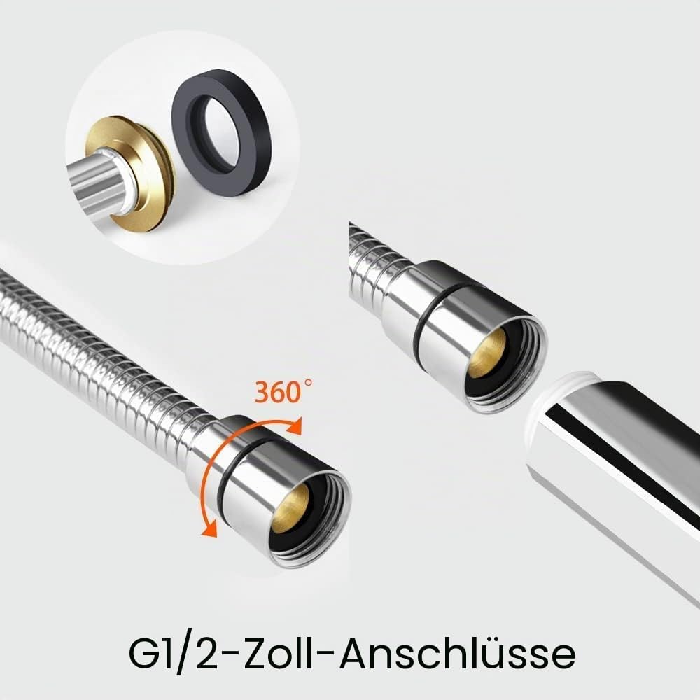 Newentor Duschkopf mit Schlauch, Duschbrause mit Schlauch 1,5M, Duschschlauch mit Duschkopf Gross Sh