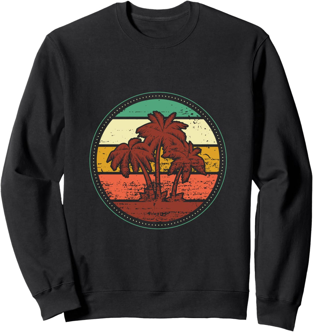 Palme Vintage-Retro-Stil tropischer Strand-Sonnenuntergang Sweatshirt