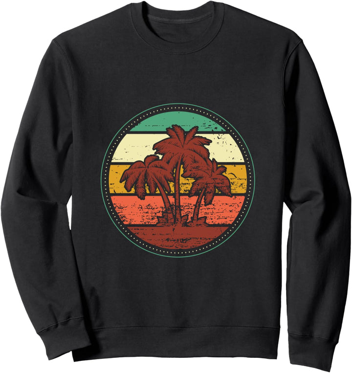Palme Vintage-Retro-Stil tropischer Strand-Sonnenuntergang Sweatshirt