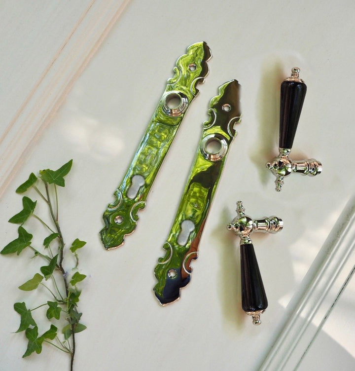 Antikas - Wie antik-PZ92 Haustür Klinkengarnitur in poliertem Nickel für Denkmalpflege