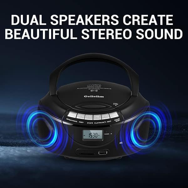 G Keni Tragbarer CD Spieler Boombox mit Bluetooth, AM/FM Radio, CD Boombox Unterstützung USB, SD, MM