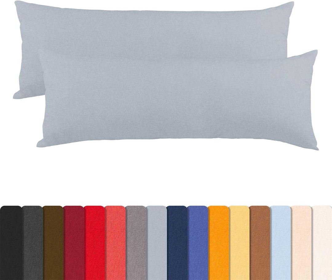 aqua-textil Classic Line Kissenbezug 2er-Set 40 x 200 cm Silber grau Baumwolle Seitenschläferkissen
