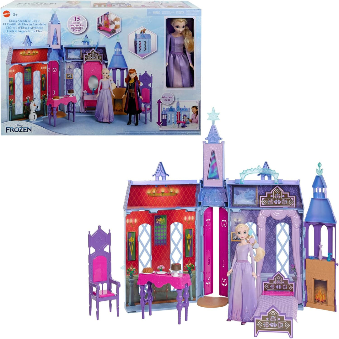 Mattel Disney Die Eiskönigin - Puppenhaus des Schlosses in Arendelle (60 cm+) mit Elsa-Puppe, 4 Spie