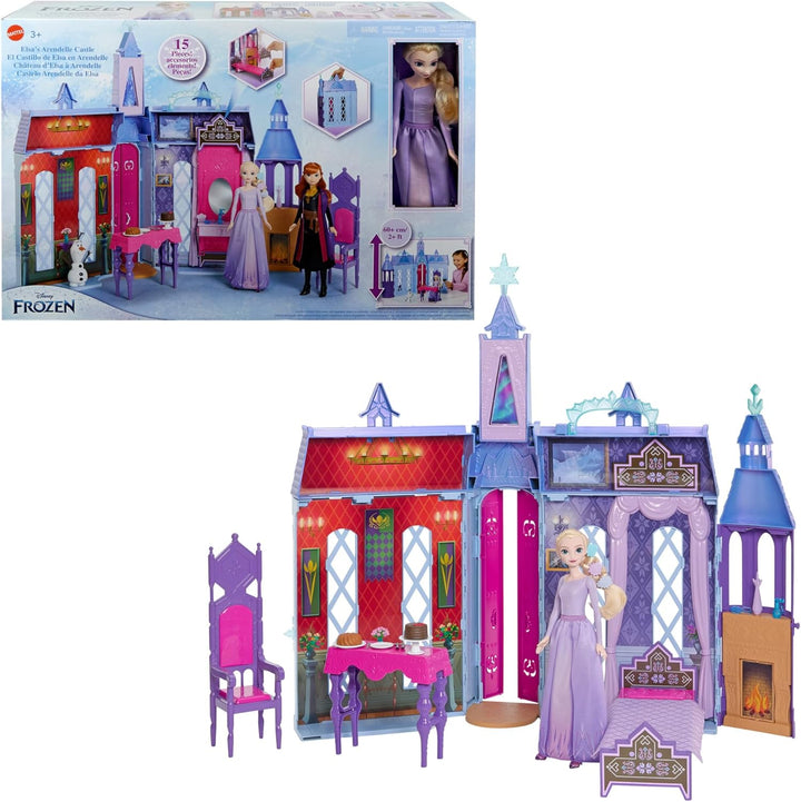 Mattel Disney Die Eiskönigin - Puppenhaus des Schlosses in Arendelle (60 cm+) mit Elsa-Puppe, 4 Spie