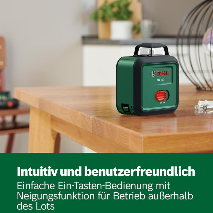 Bosch Linienlaser PLL 360-1 (selbstnivellierender 360°-Linienlaser, ±0,4 mm/m Genauigkeit, 12 m Arbe