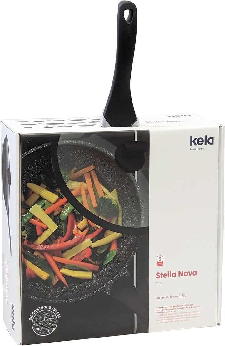 kela Wok Stella Nova, Ø 30 cm, 5 L, Aluguss, Allherdboden, antihaftbeschichtet, hitzebeständig bis 1