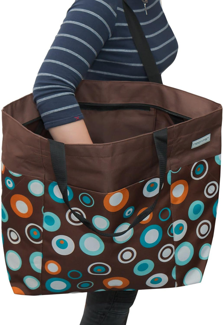 anndora XXL Shopper braun hellblau - Strandtasche Schultertasche Einkaufstasche, Braun Hellblau