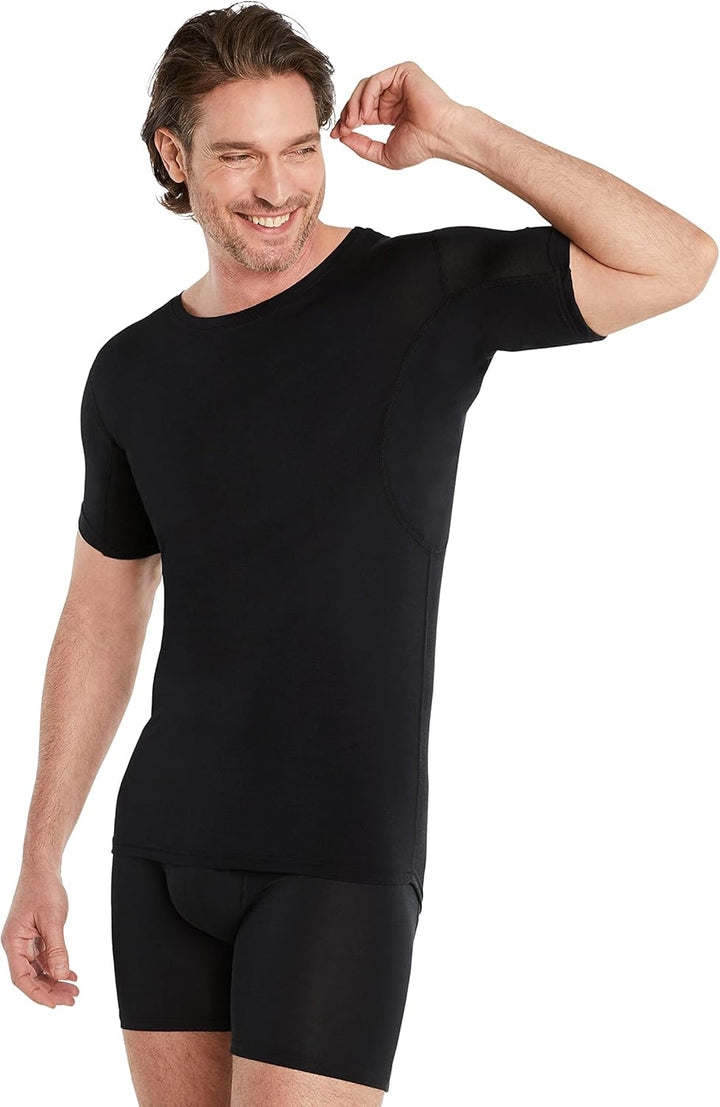 FINN Anti-Schweiss Unterhemd Herren mit Rundhals-Ausschnitt - Unterziehshirt Männer mit Einsätzen ge