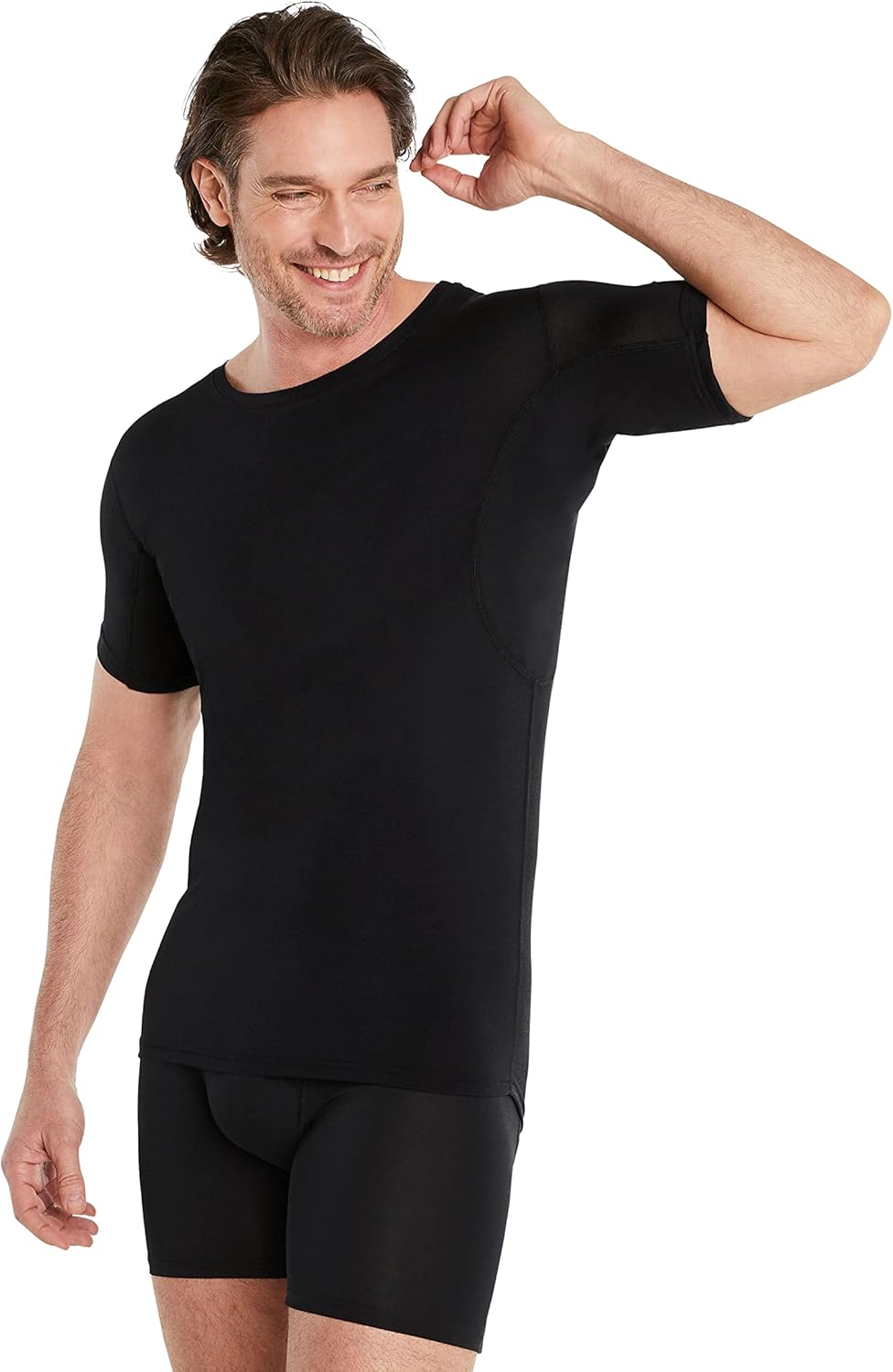 FINN Anti-Schweiss Unterhemd Herren mit Rundhals-Ausschnitt - Unterziehshirt Männer mit Einsätzen ge