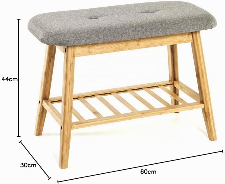 HAKU Möbel Schuhbank, Bambus, bambus-grau, B 60 x T 30 x H 44 cm Bambus-grau 60 x 30 x 44 cm, Bambus