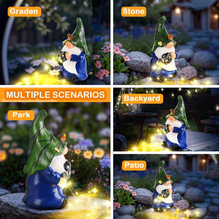 JALIGHTS Solar Gartenzwerg Gartendeko Figuren,24CM gartenzwerge für aussenDraussen Wetterfest mit LE