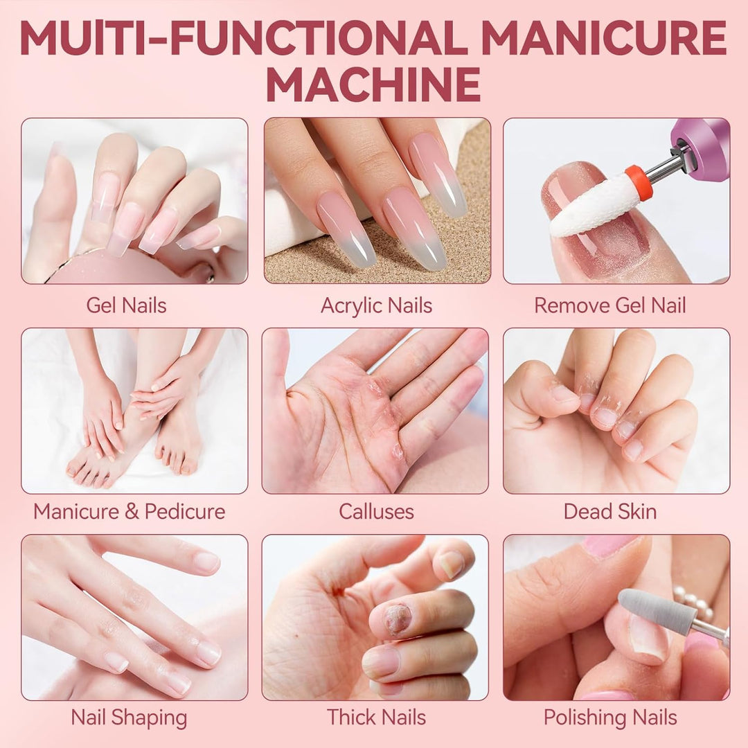 Nagelfräser für Gelnägel, Professionelle Elektrisch Nagelfräser 40000U/M, Fräser Maniküre Pediküre S