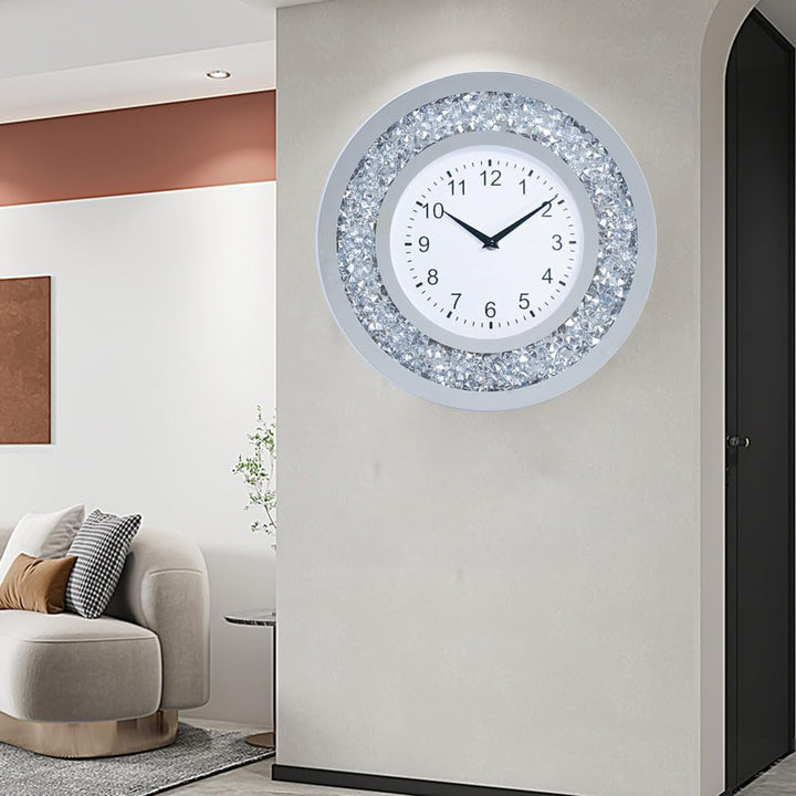 Wanduhr Wohnzimmer Dekor Crushed Diamond Spiegel Badezimmer Uhren Wand Kristall Dekorationen für Zuh