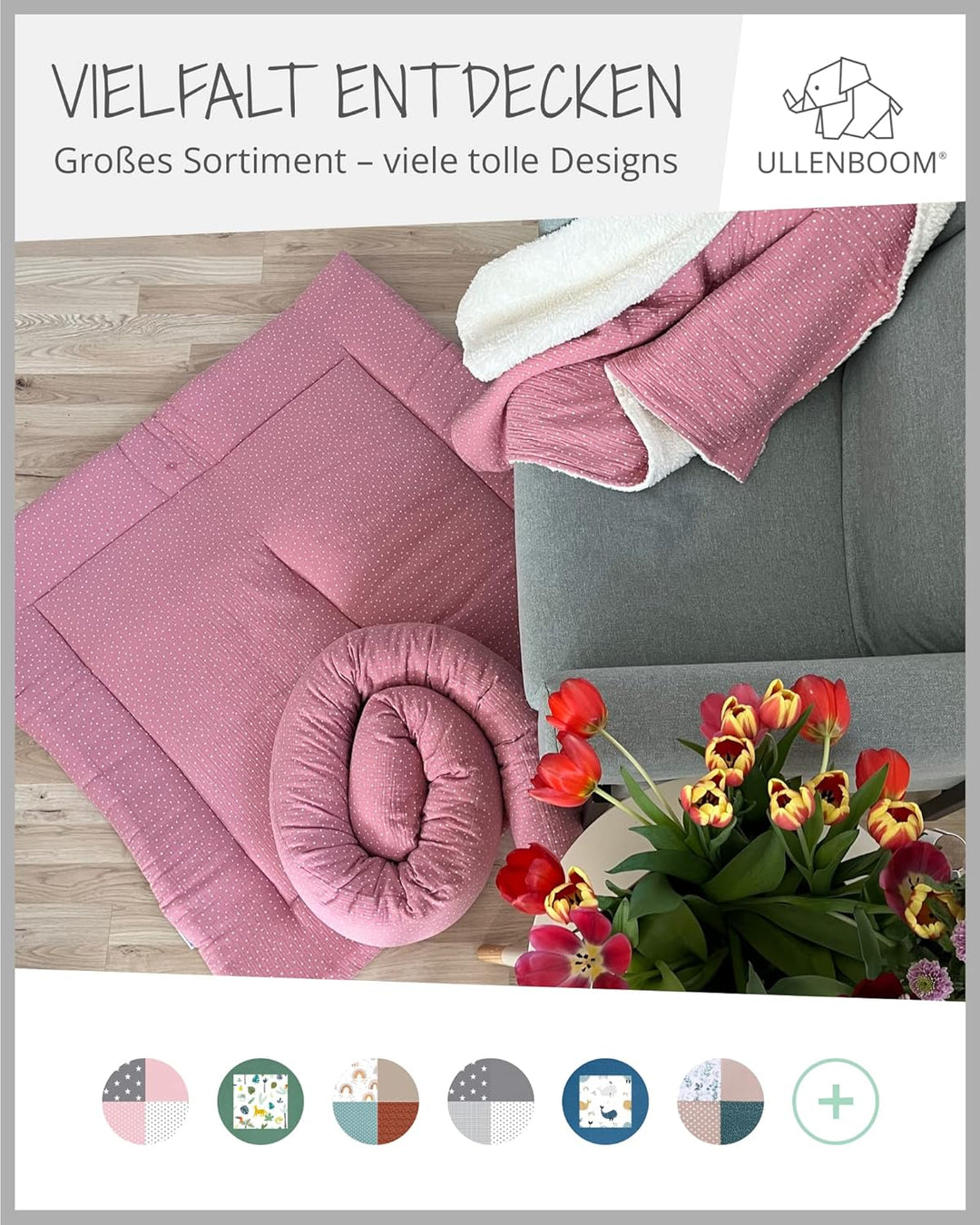 ULLENBOOM ® Babybettwäsche 80x80 cm Musselin Rosa - 2 Teile (komplett): Baby Bettwäsche 80x80 cm & K