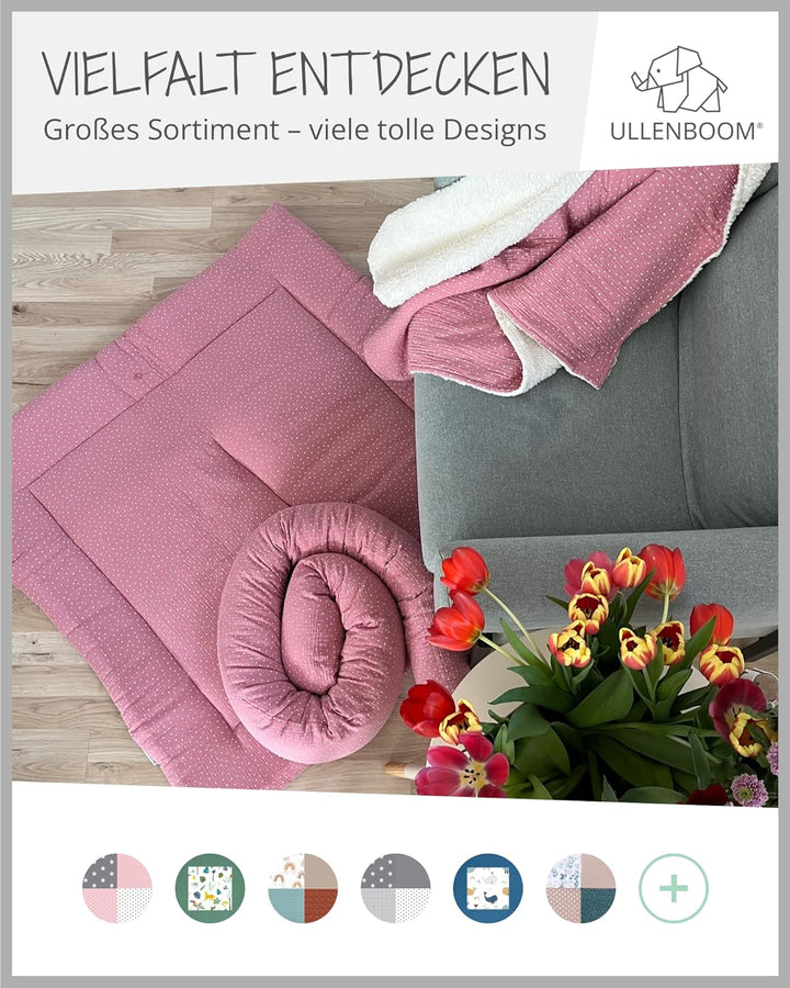 ULLENBOOM ® Babybettwäsche 80x80 cm Musselin Rosa - 2 Teile (komplett): Baby Bettwäsche 80x80 cm & K