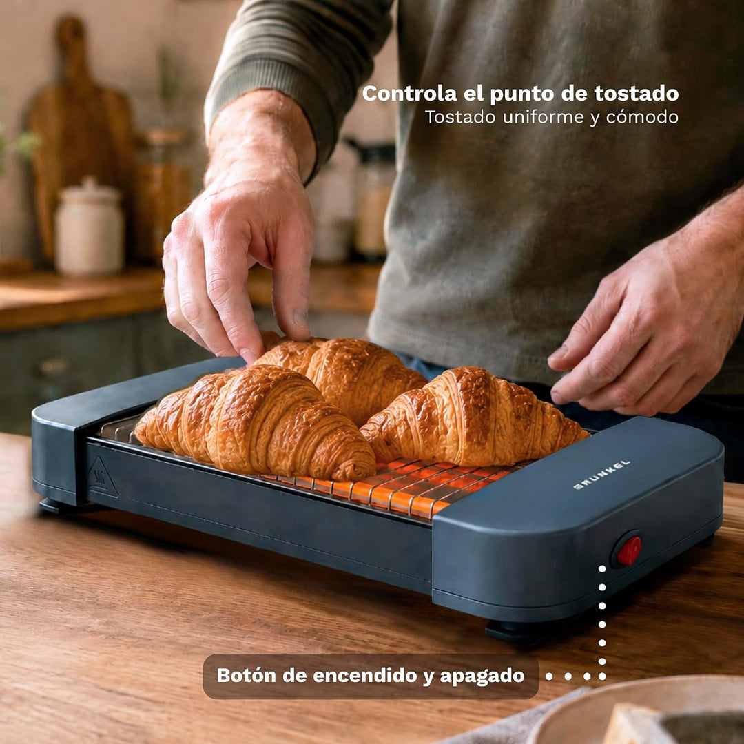 Grunkel Toaster mit 300 W und geeignet für 1 Brotscheibe mit On/Off und ohne Timer. Krümelschublade
