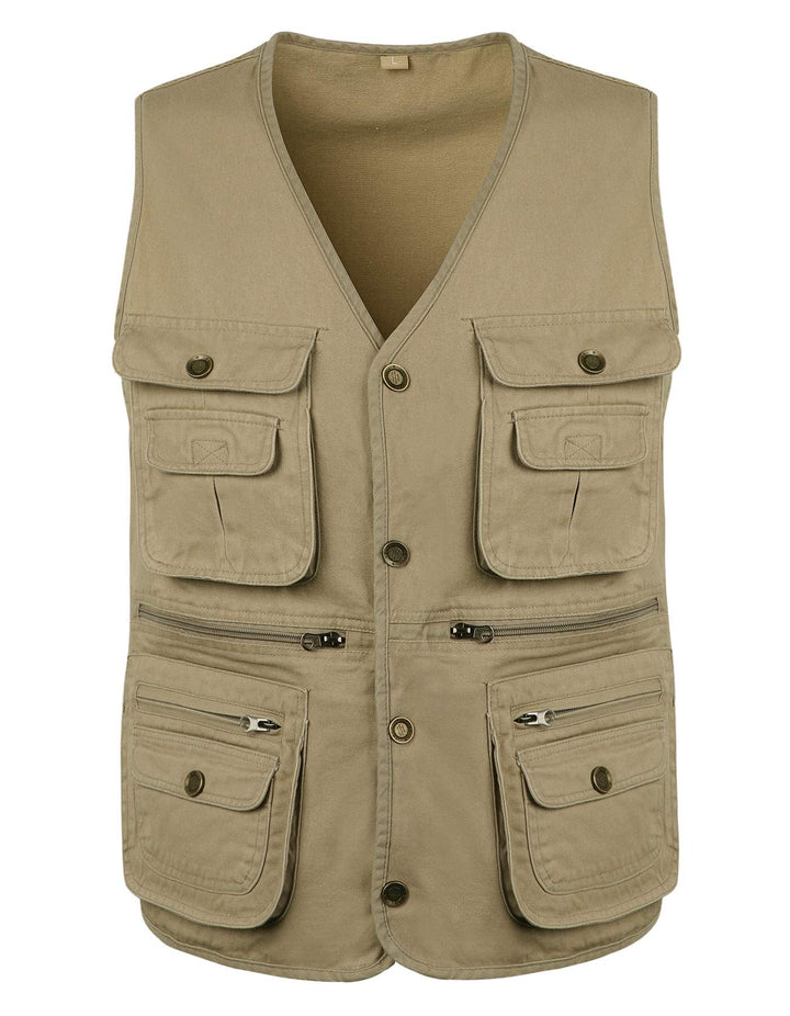 Btmpmcs Herren Outdoor Weste Ärmellose Anglerweste mit Vielen Taschen Baumwolle Freizeit Jagd Weste