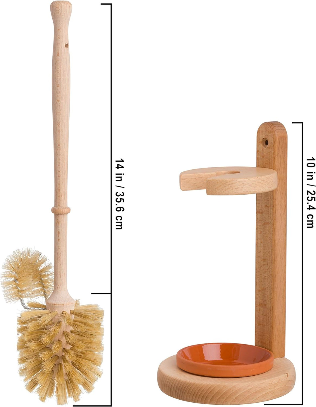 WC Bürste, Holz Klobürste mit WC Ständer aus Buchenholz, Bürste mit Randreiniger