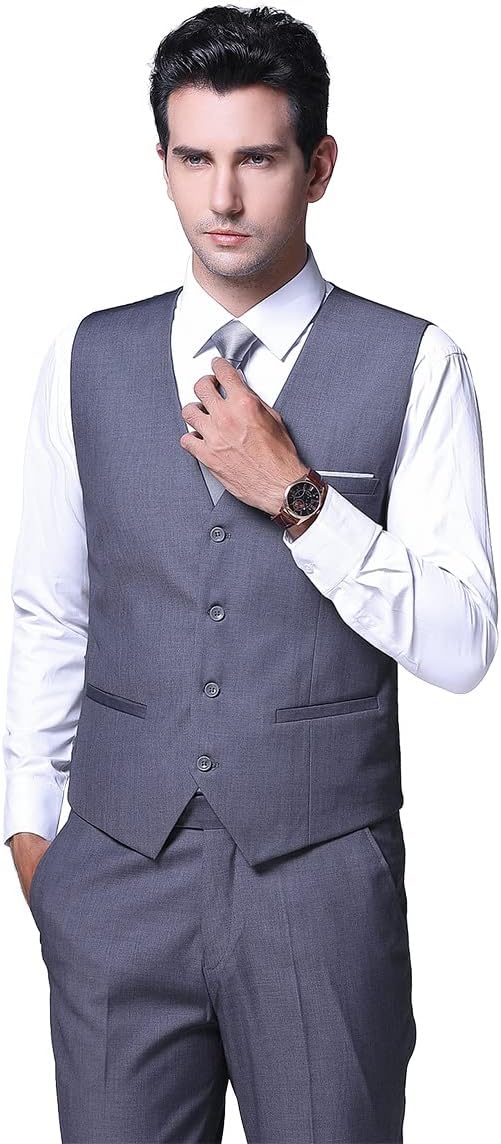 Cloudstyle Anzug Herren Slim Fit 3 Teilig Krawatte Anzüge Business Herrenanzug Sakko für Hochzeit L