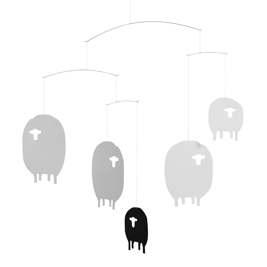 Flensted Mobiles - Schaf-Mobile - Windspiel - schwarz - weiss - 40 x 42 cm