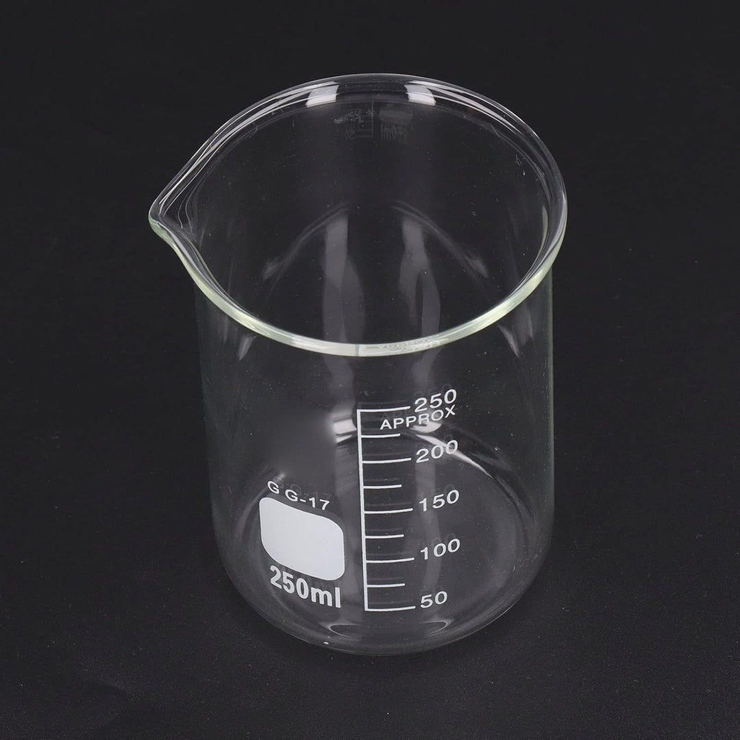 10 Stück Boro silikat glas becher Set, 10/25/50/150/250ml Graduierten-Labor-Messbecher mit Auslass,