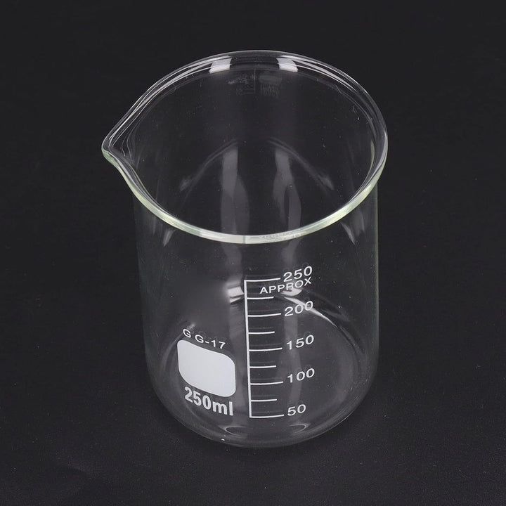 10 Stück Boro silikat glas becher Set, 10/25/50/150/250ml Graduierten-Labor-Messbecher mit Auslass,
