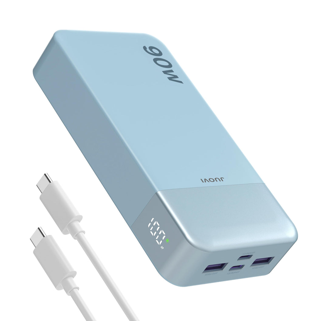 JUOVI Laptop Power Bank 20000mAh 90W, USB C Tragbarer Ladegerät Powerbank Schnellladefunktion 4-Port