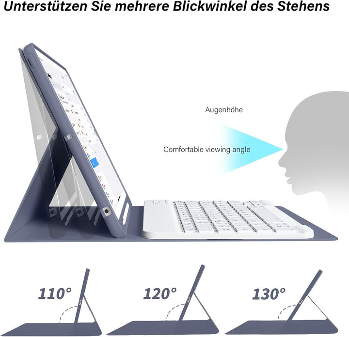 Tastatur Hülle für iPad 10.2 Zoll (9./8./7. Generation - 2021/2020/2019), Soft TPU Rückseite Gehäuse