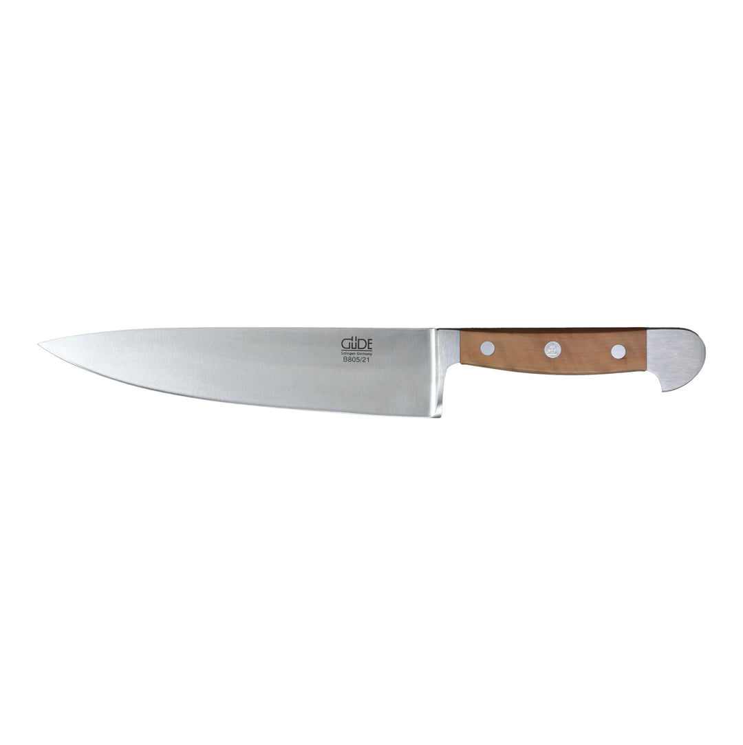 GÜDE Solingen - Kochmesser geschmiedet, 21 cm, Birnenholz, ALPHA BIRNE, Küchenmesser, Doppelkropf, H