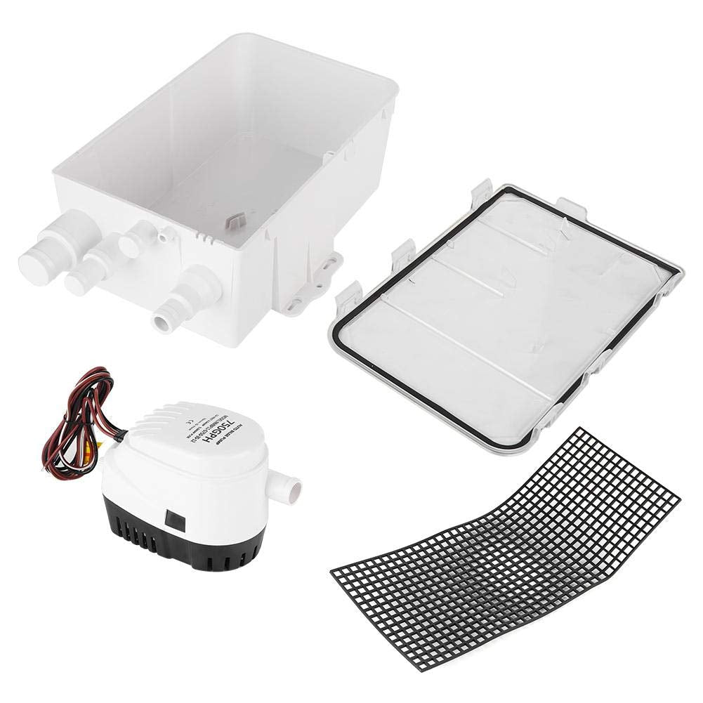 Duschsumpfpumpensystem Box Multi Inlet Qiilu DC 12V / 24V 750GPH Dusche Sumpfpumpe Automatischer Sch