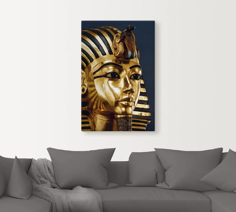 ARTland Leinwandbilder Wandbild Bild auf Leinwand 40 x 60 cm Wanddeko Figur Maske Schmuck Gold Büste