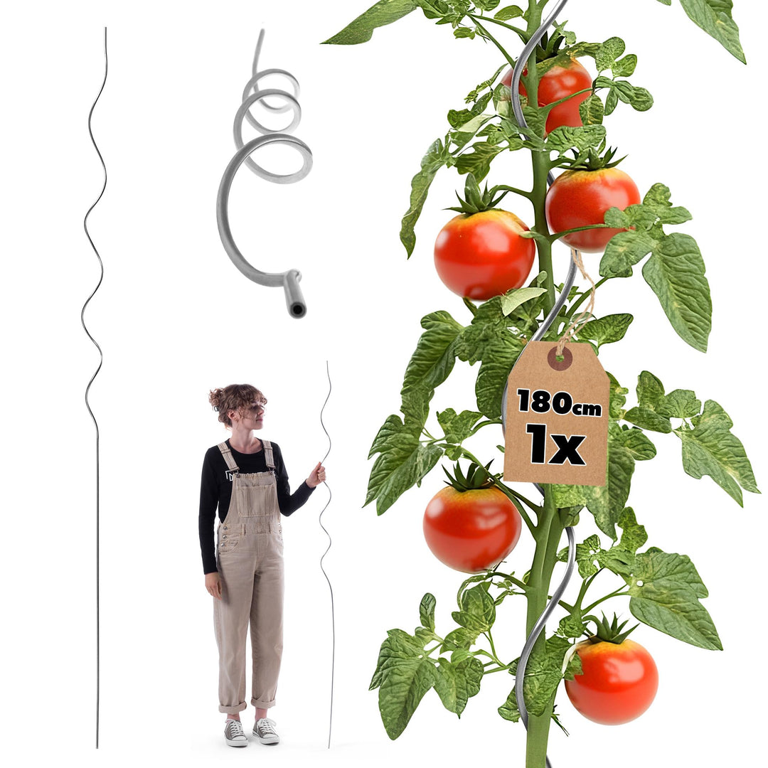 KADAX Tomatenspiralstäbe 180 cm x 6 mm, Tomatenstäbe aus Aluminium, Tomaten Rankhilfe, Tomatenspiral