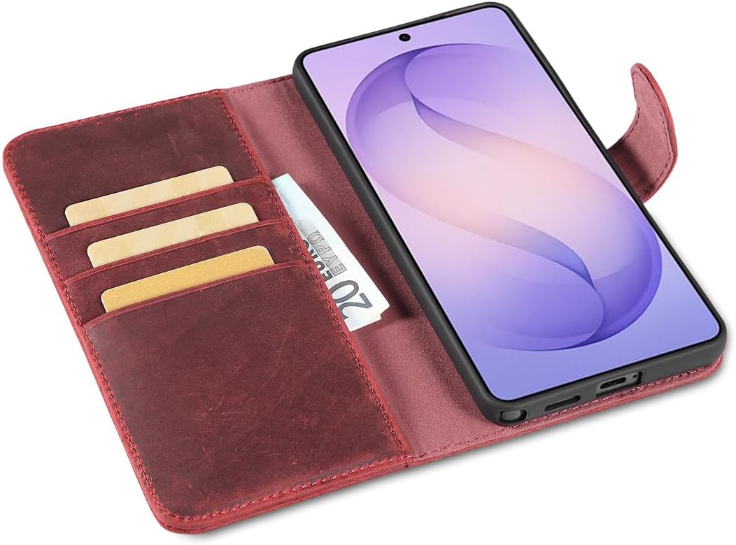 LENSUN Echtleder Handyhülle für Samsung Galaxy S26 Ultra, Hülle [Brieftasche][RFID Schutzhülle][Stan