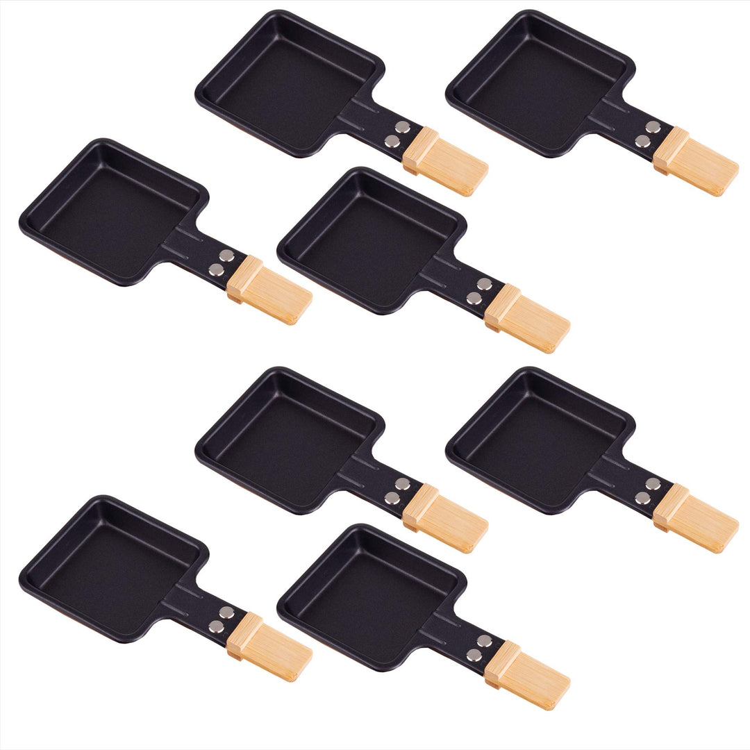 Syntrox Germany Raclette Grill Pfännchen viereckig mit Bambusgriff (8)