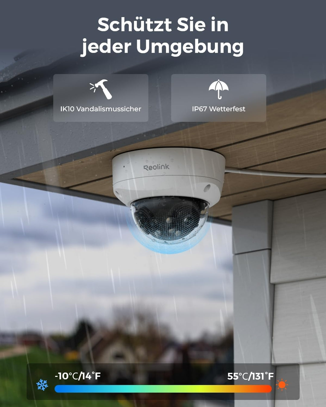 Reolink 4K 8MP 180° Dual-Objektiv PoE IP-Kamera, IK10 Vandalismusschutz, Personen-/Fahrzeug-/Tiererk