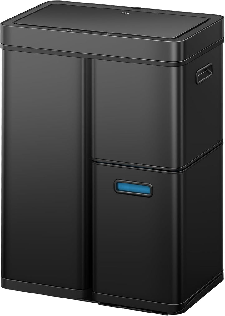 EKO Mirage Plus Mülleimer mit 3 Fächer, 2 x 15 L und 30 L, Recycler Mülleimer mit Sensor, 3 Kunststo