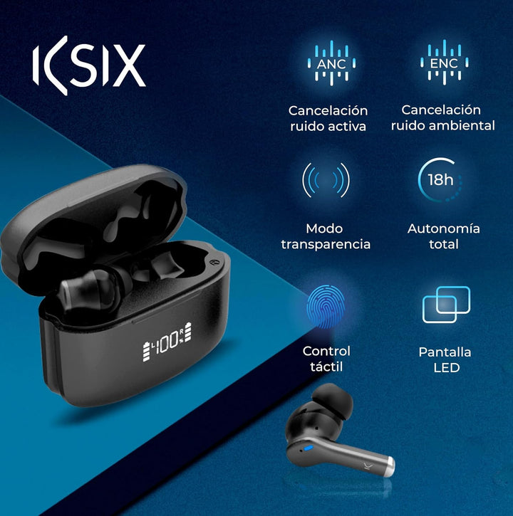 KSIX Noise Cancel 3 kabellose Bluetooth-Kopfhörer mit aktiver Geräuschunterdrückung ANC + ENC, HD-An